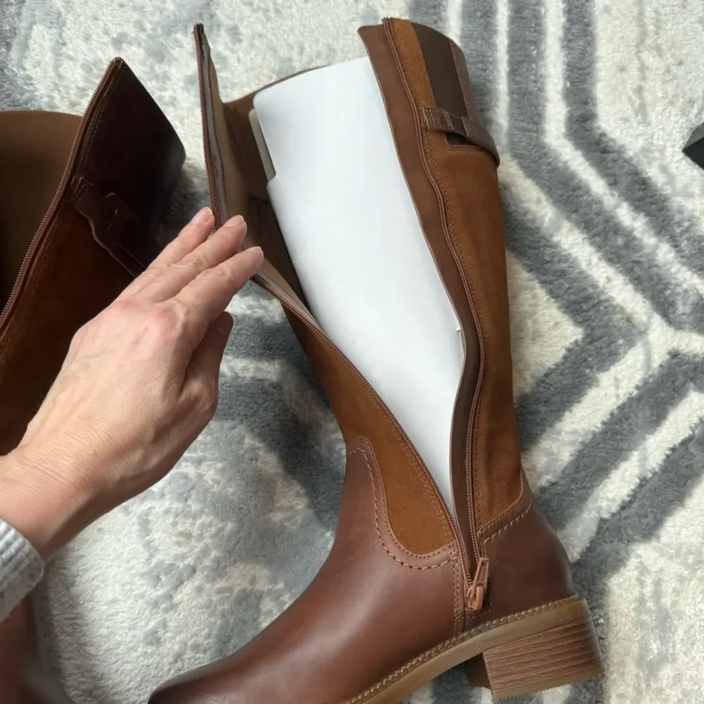 Clark’s Maye Carly Tall-Shaft Boot Leather Boots In Tan 6M NWT